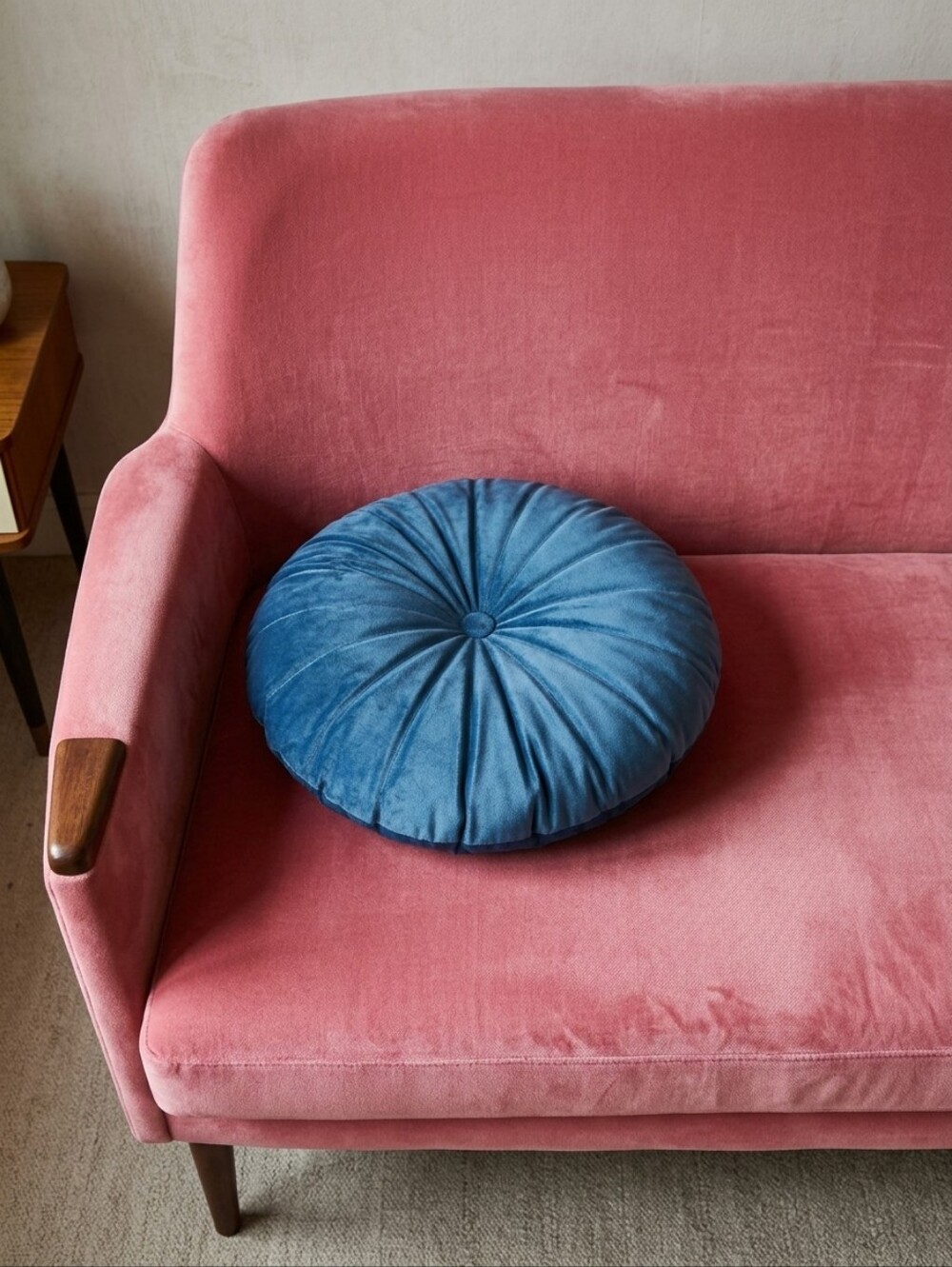Plush Round Decorative Throw Pillow - Blue